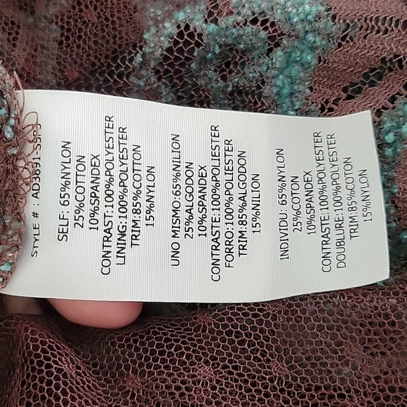 Altar'd State Teal and Brown Lace Boho/Victorian Midi Dress, Size Small - Picture 8 of 9